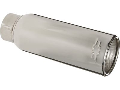 GM Polished Stainless Steel Straight-Cut Dual-Wall Exhaust Tip with Bowtie Logo 22799812