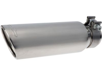 GM 5.3L Polished Stainless Steel Angle-Cut Dual-Wall Exhaust Tip with Bowtie Logo 22799814