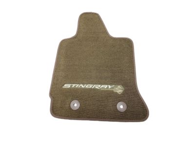 GM Front Carpeted Floor Mats in Brownstone with Mojave Stitching and Stingray Logo 22801664