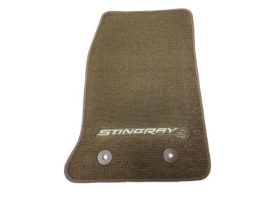 GM Front Carpeted Floor Mats in Brownstone with Mojave Stitching and Stingray Logo 22801664