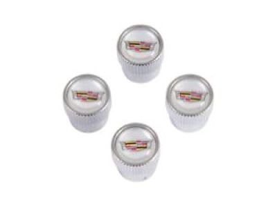 GM Tire Valve Stem Caps in Silver with Crest and Wreath Logo 22914359