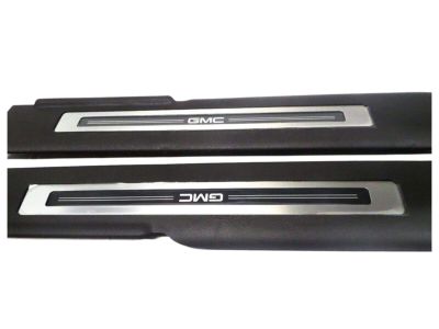 GM Illuminated Front Door Sill Plates with Cocoa Surround and GMC Logo 22933519
