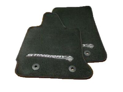 GM First-Row Premium Carpeted Floor Mats in Jet Black with Kalahari Stitching and Stingray Script 23112197