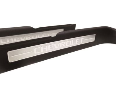 GM Front Door Sill Plates with Cocoa Surround and Chevrolet Script 23114163