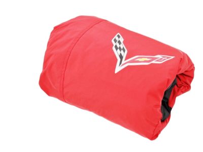 GM Premium All-Weather Outdoor Car Cover in Red and Black with Z06 Logo 23187877
