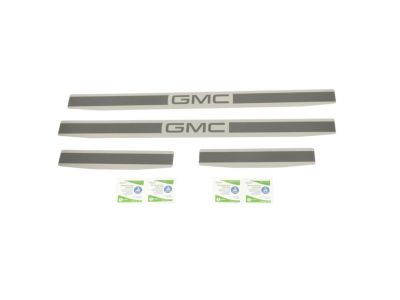 GM Front and Rear Door Sill Plates in Stainless Steel with GMC Logo 23232339