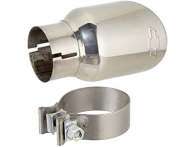 GM 3.6L Polished Stainless Steel Dual-Wall Angle-Cut Exhaust Tip with Bowtie Logo 23238759