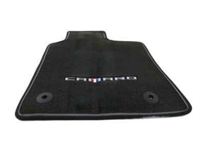 GM First-and Second-Row Premium Carpeted Floor Mats in Jet Black with Gray Stitching and Camaro Script 23240684