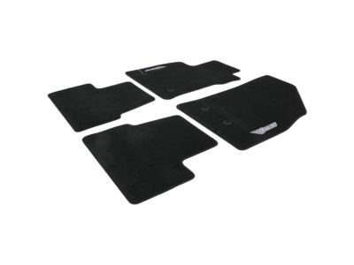 GM First- and Second-Row Premium Carpeted Floor Mats in Jet Black with Black Stitching and Volt Script 23277657