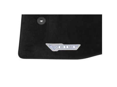 GM First- and Second-Row Premium Carpeted Floor Mats in Jet Black with Black Stitching and Volt Script 23277657