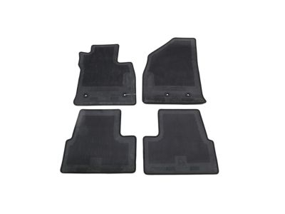 GM First- and Second-Row Premium Carpeted Floor Mats in Jet Black with Black Stitching and Volt Script 23277657