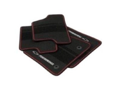 GM First-and Second-Row Premium Carpeted Floor Mats in Jet Black with Kalahari Stitching and Camaro Script 23283733
