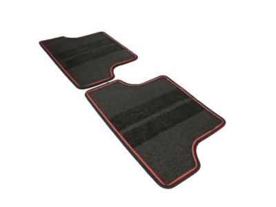 GM First-and Second-Row Premium Carpeted Floor Mats in Jet Black with Adrenaline Red Stitching and Camaro Script 23283734