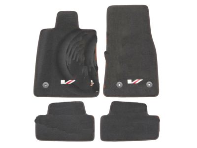 GM First-and Second-Row Premium Carpeted Floor Mats in Jet Black with V-Sport Logo 23286044