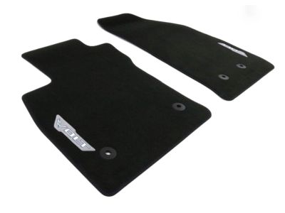GM First-and Second-Row Premium Carpeted Floor Mats in Jet Black with Blue Stitching and Volt Script 23333664