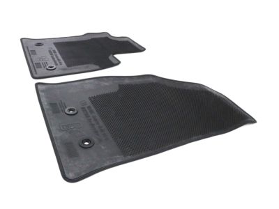GM First-and Second-Row Premium Carpeted Floor Mats in Jet Black with Blue Stitching and Volt Script 23333664