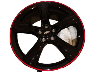 GM 20x9.5-Inch Aluminum 5-Spoke Rear Wheel in Gloss Black with Red Stripe 23333848