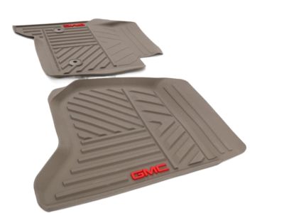 GM First-Row Premium All-Weather Floor Mats in Dune with GMC Logo 23452762