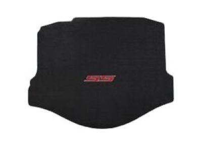 GM Cargo Area Carpeted Mat in Black with Adrenaline Red Stitching and Camaro Script for Coupe Models 23507995
