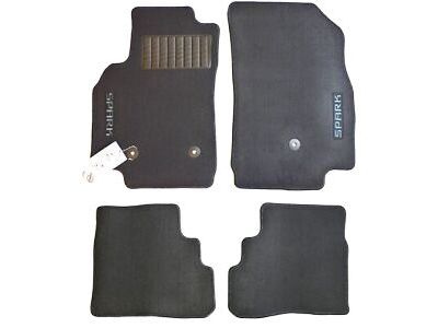 GM First- and Second-Row Premium Carpeted Floor Mats in Jet Black with Mystic Violet Stitching and Spark Script 42392373