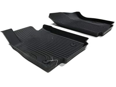 GM First-Row Premium All-Weather Floor Liners in Jet Black with Bowtie Logo (for Models with Center Console) 42533130