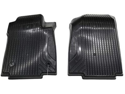 GM First-Row Premium All-Weather Floor Liners in Jet Black with Bowtie Logo (for Models with Center Console) 42533130