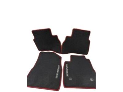 GM First- and Second-Row Premium Carpeted Floor Mats in Jet Black with Racer Red Binding and Chevrolet Script for AWD Models 42737463