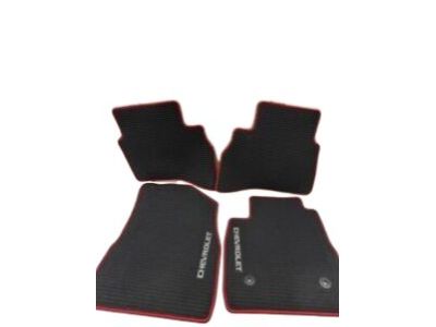 GM First-and Second-Row Premium Carpeted Floor Mats in Jet Black with Racer Red Binding and Chevrolet Script for AWD Models 42737463