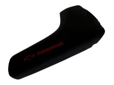 GM Arm Rest in Jet Black with Adrenaline Red Stitching and Embroidered Performance Script 84092725