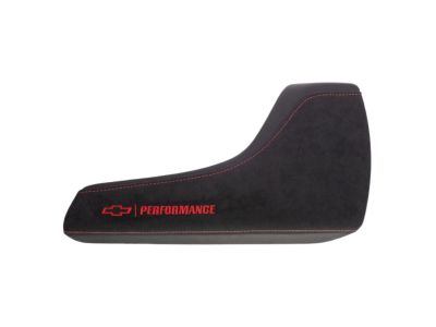 GM Arm Rest in Jet Black with Adrenaline Red Stitching and Embroidered Performance Script 84092725