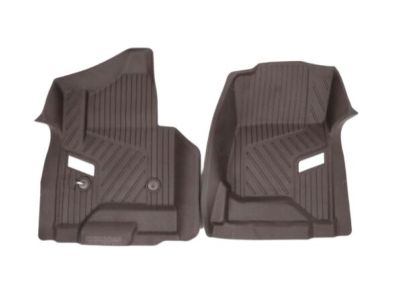 GM First-Row Premium All-Weather Floor Liners in Cocoa with Chrome Bowtie Logo (for Models with Center Console) 84185457