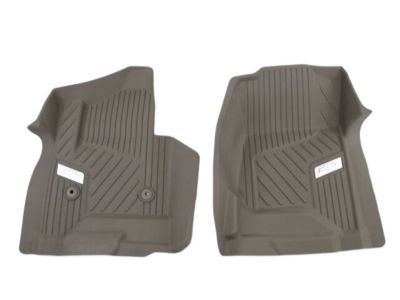 GM First-Row Premium All-Weather Floor Liners in Dune with Chrome Bowtie Logo (for Models with Center Console) 84185458
