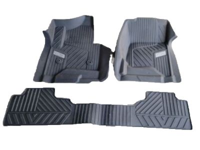GM First-Row Premium All-Weather Floor Liners in Jet Black with Bowtie Logo (for Models with Center Console) 84185470