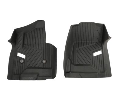 GM First-Row Premium All-Weather Floor Liners in Jet Black with Chrome Cadillac Logo 84203727