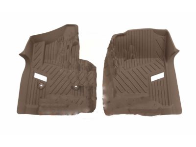 GM First-Row Premium All-Weather Floor Liners in Dune with Chrome Cadillac Logo 84203728