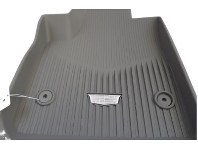 GM First- and Second-Row Premium All-Weather Floor Liners in Dark Titanium with Cadillac Logo 84286845