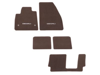 GM First-and Second-Row Carpeted Floor Mats in Cocoa with Denali Script for Models with Second-Row Bench Seat 84315561