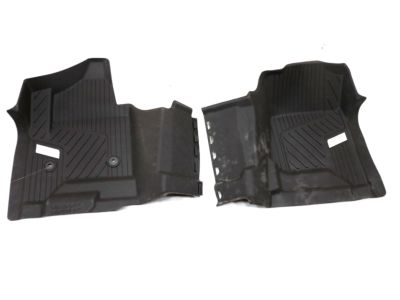 GM First-Row Interlocking Premium All-Weather Floor Liner in Cocoa with Chrome Bowtie Logo (for Models without Center Console) 84357869
