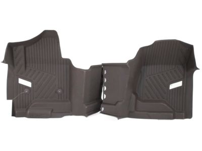 GM First-Row Interlocking Premium All-Weather Floor Liner in Cocoa with Chrome Bowtie Logo (for Models without Center Console) 84357869