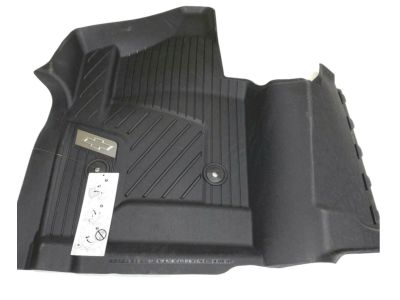 GM Regular Cab First-Row Interlocking Premium All-Weather Floor Liner in Jet Black with Chrome Bowtie Logo (for Models without Center Console) 84357879
