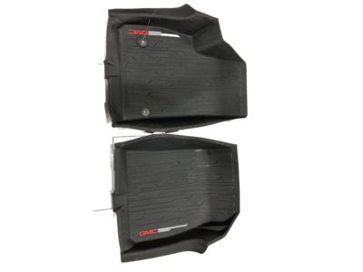 GM First-Row Premium All-Weather Floor Liners in Dark Ash Gray with GMC Logo (for Models with Center Console) 84369009