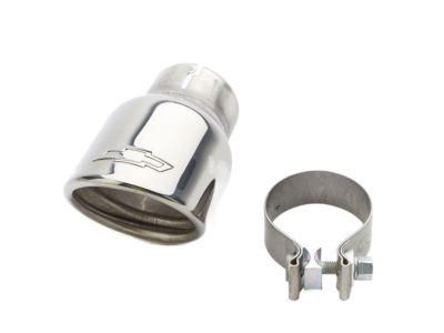 GM 3.6L or 5.3L Polished Stainless Steel Single Outlet Exhaust Tip with Bowtie Logo 84439200