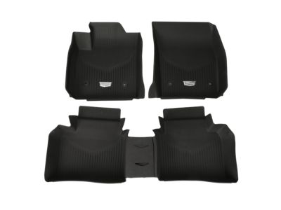 GM First-and Second-Row Premium All-Weather Floor Liners in Jet Black with Cadillac Logo 84456544