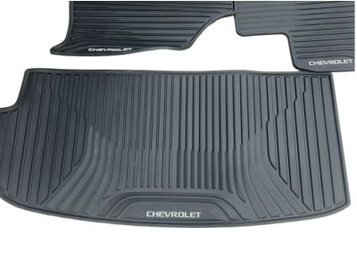 GM First-, Second- and Third-Row Carpeted Floor Mats in Jet Black for Models with Second-Row Captain's Chairs 84501543