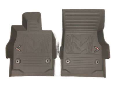 GM Premium All-Weather Floor Liners in Jet Black with Crossed Flags Logo 84534619