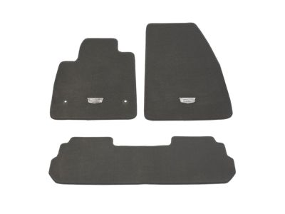 GM First- and Second-Row Premium Carpeted Floor Mats in Dark Titanium with Cadillac Logo 84598084