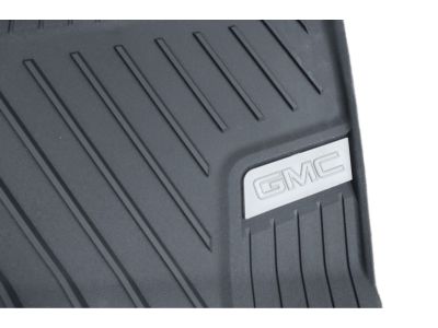 GM First-Row Premium All-Weather Floor Liners in Cocoa with Chrome GMC Logo (for Models with Center Console) 84708356