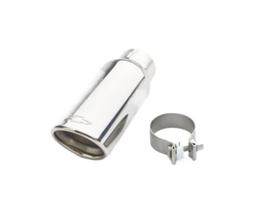 GM 4.3L or 5.3L Polished Stainless Steel Dual-Wall Angle-Cut Exhaust Tip with Bowtie Logo 84722771