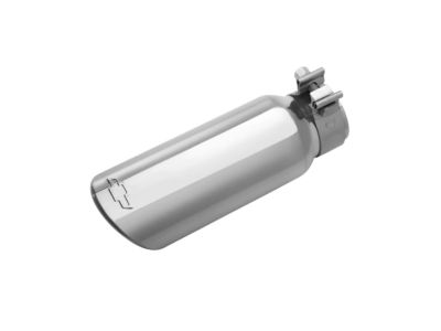 GM 4.3L or 5.3L Polished Stainless Steel Dual-Wall Angle-Cut Exhaust Tip with Bowtie Logo 84722771
