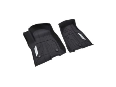 GM First-Row Premium All-Weather Floor Liners in Jet Black with Chrome Chevrolet Script 84776598